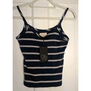 Chaser Striped Spaghetti Strap Crop Top Navy Woman's S Beach Girly NWT (1075)